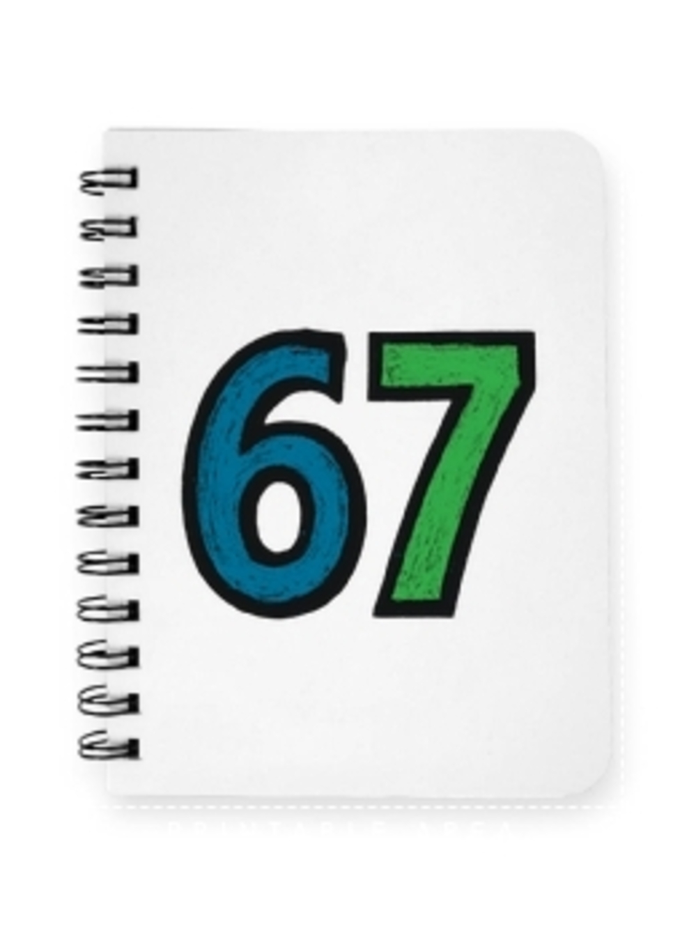 White Spiral Notebook with Blue & Green '67' Cover